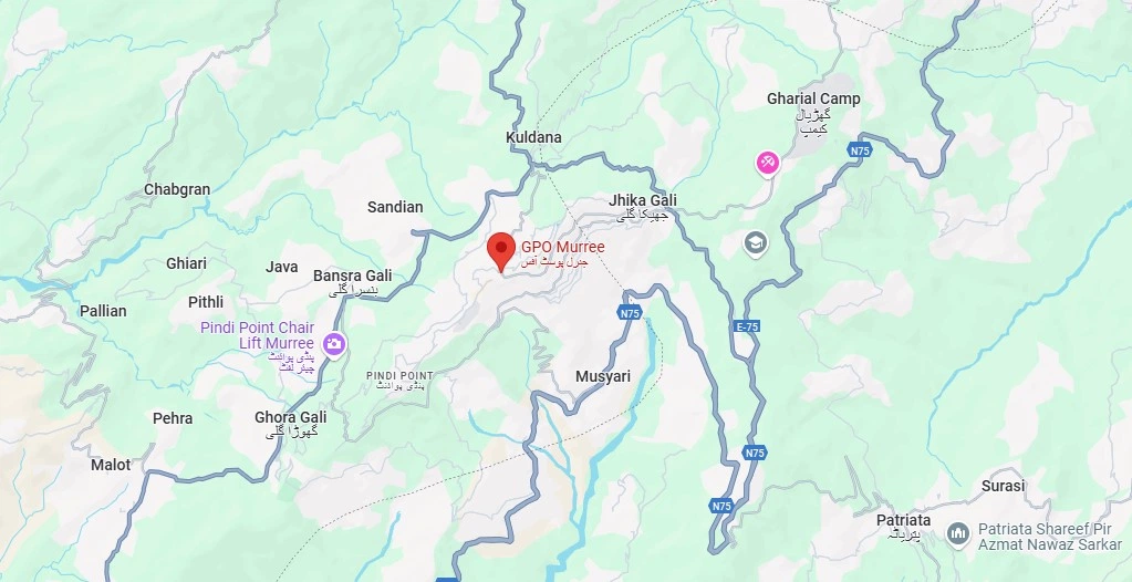 Map of GPO Office Mall Road Murree