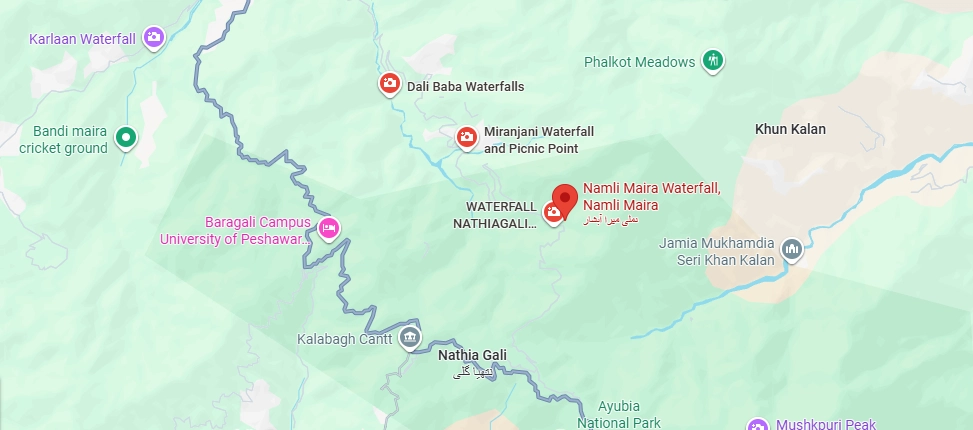 Namli Maira waterfall map directions