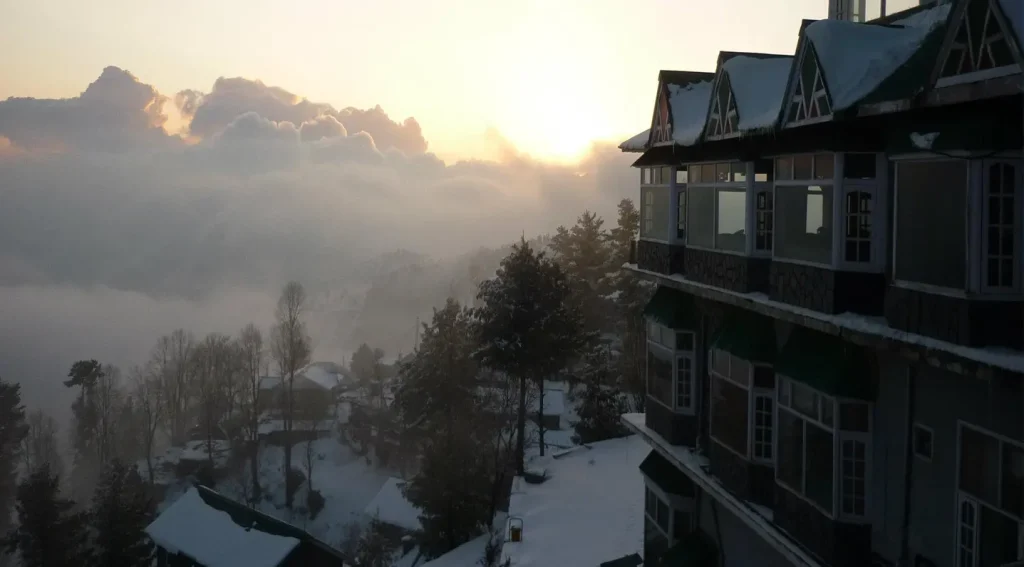 A scenic view of the sunset on Sunny Bank Road, Murree